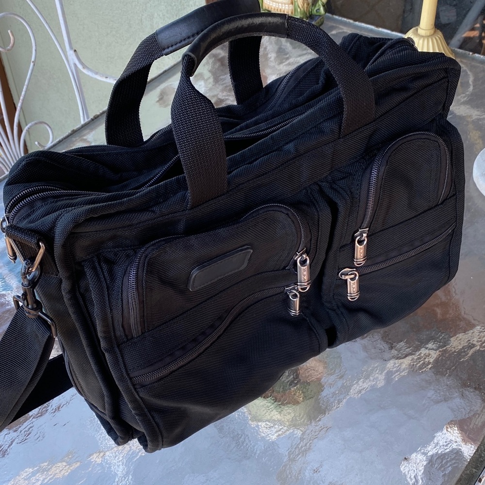 Tumi Limited Edition computer laptop bag detail Metal – Black with Silver Trim